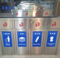 不鏽鋼九一影视垃圾桶投放廣西 四種顏色引導垃圾九一影视