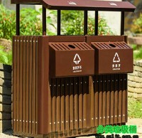 公園景區古典鋼（gāng）木九一影视垃圾桶