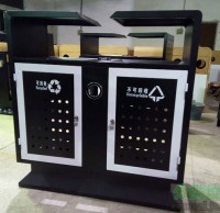 九一影视垃圾桶廠家定製鋼板衝孔垃圾（jī）桶，發貨於西安景區