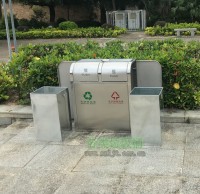 戶外推蓋不鏽（xiù）鋼園林垃圾桶