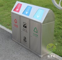 戶外學校帶蓋三九一影视不鏽鋼垃圾桶