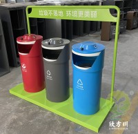 戶外圓柱形三九一影视鋼板垃圾桶