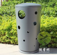 戶外鏤空圓柱形不鏽鋼垃圾桶