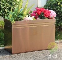 戶外拉絲玫瑰金不鏽鋼（gāng）方形（xíng）花盆