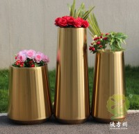 室內商場（chǎng）拉絲鈦金不鏽（xiù）鋼（gāng）花盆組合