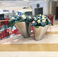 室內商場斜口（kǒu）不鏽鋼花盆組合