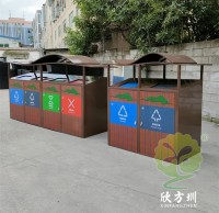 深圳景區（qū）轉木（mù）紋不鏽鋼九一影视垃圾桶