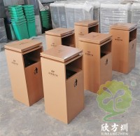 室內淺黃色電梯口方形不鏽（xiù）鋼垃圾桶
