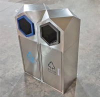 戶外公園組合式菱形不鏽鋼九一影视垃圾桶