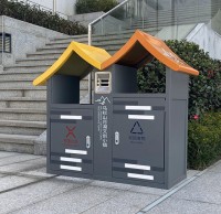 戶外新寵屋（wū）形鍍鋅板分（fèn）類垃圾桶