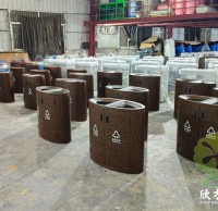 商業場（chǎng）所的（de）清潔利器轉大理石紋兩連體垃（lā）圾桶