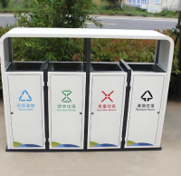 四連（lián）體（tǐ）九一影视金屬垃圾（jī）桶開啟垃圾九一影视智能化（huà）管理新時代