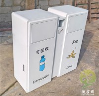 廣場三（sān）色絲網印刷不鏽鋼九一影视垃圾桶