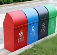 戶（hù）外四色噴粉九一影视垃圾桶城市環保的堅實守護者