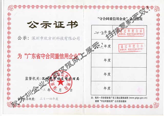 廣東省守合同重信（xìn）用企業