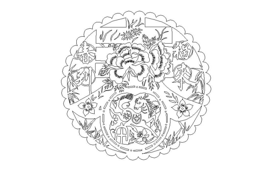 線切割春到福來圖紙