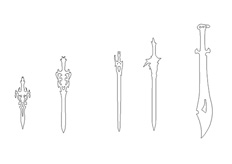 線（xiàn）切割（gē）多款劍,線切割圖紙免費下載